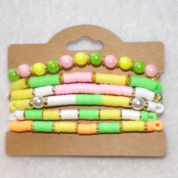 Easter Stretch Bracelet 6PC Set Rabbit Egg Charms - Picture 2 of 3